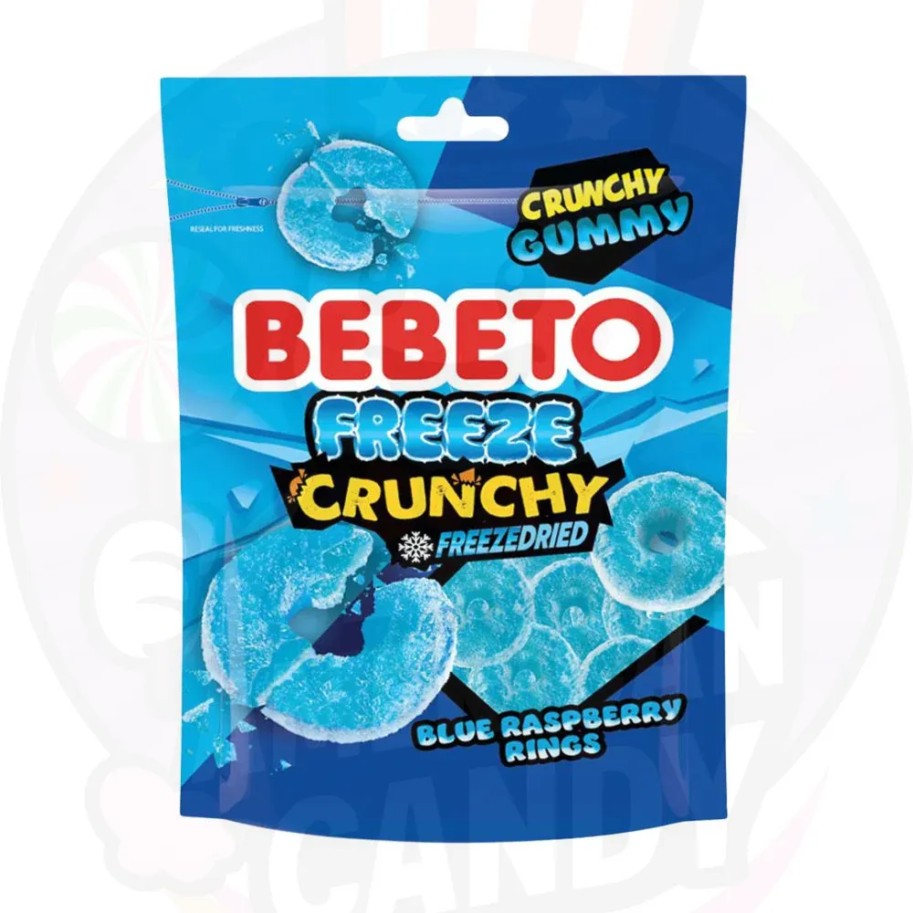 Bebeto Blue Raspberry Rings Freeze Crunchy Gummy Freezedried 35g