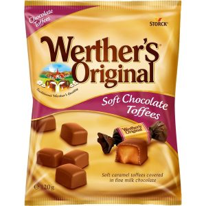Werther's Original  Caramelos toffee blandos cubiertos de chocolate 120g