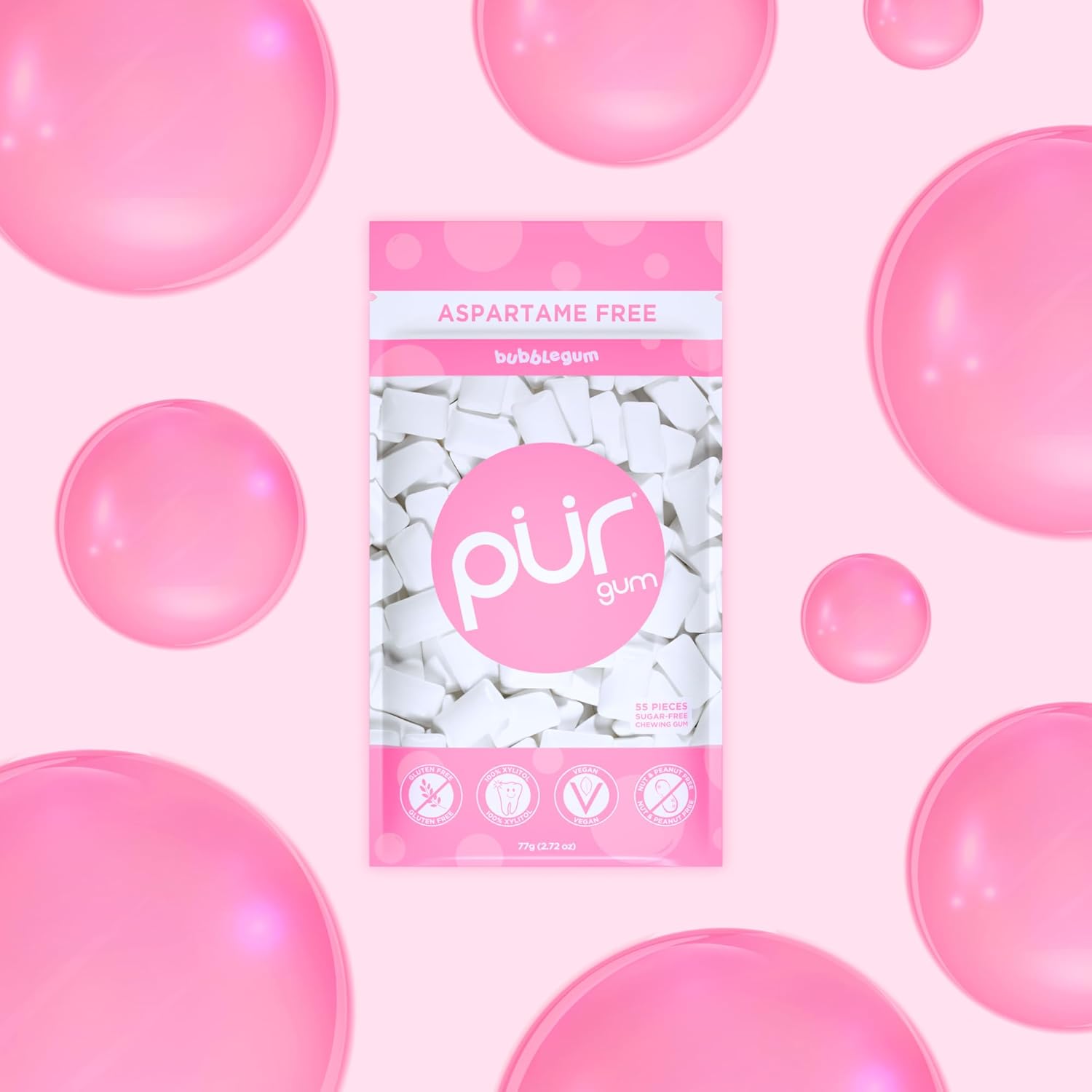 PUR Gum Bubblegum Chicle Natural Sin Azúcar