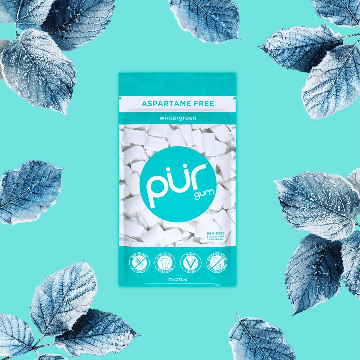 PUR Gum Wintergreen  Chicle Natural Sin Azúcar