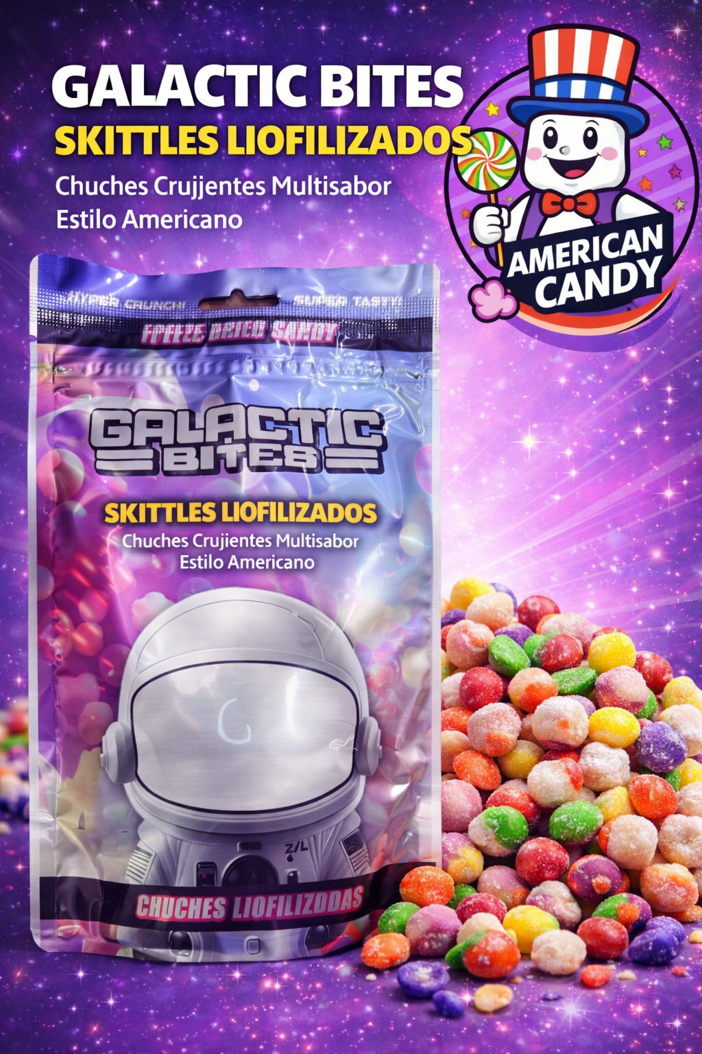 Skittles Galactic Bites Skittles Liofilizados 50g