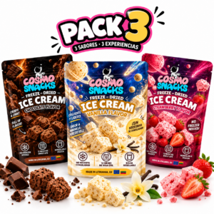 Pack 3 Cosmo Snacks Freeze-Dried Ice Cream – Chocolate, Vainilla y Fresa